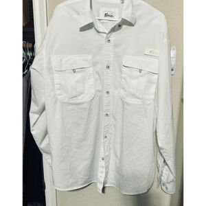 World Wide Sportsman Men Fishing Shirt Men's XL White Vented Long Sleeve Outdoor